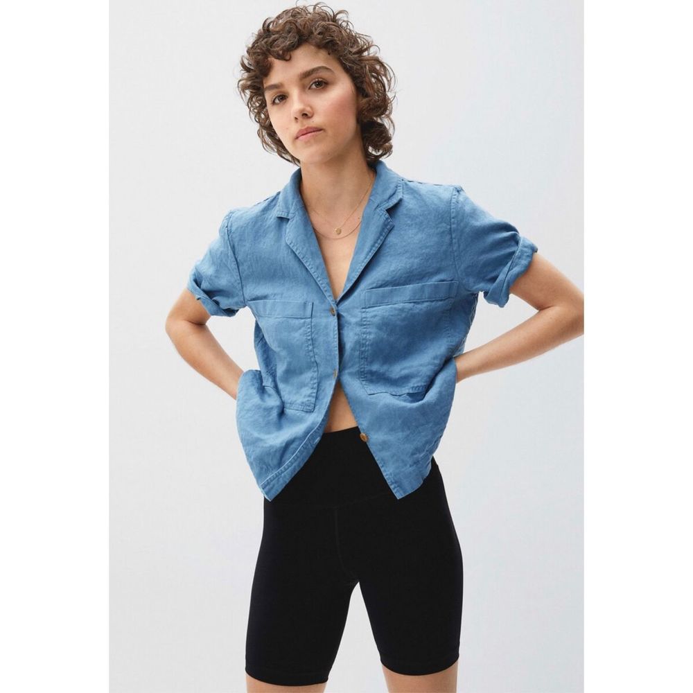 Everlane Linen Workwear Shirt in Aegean Blue sz XS